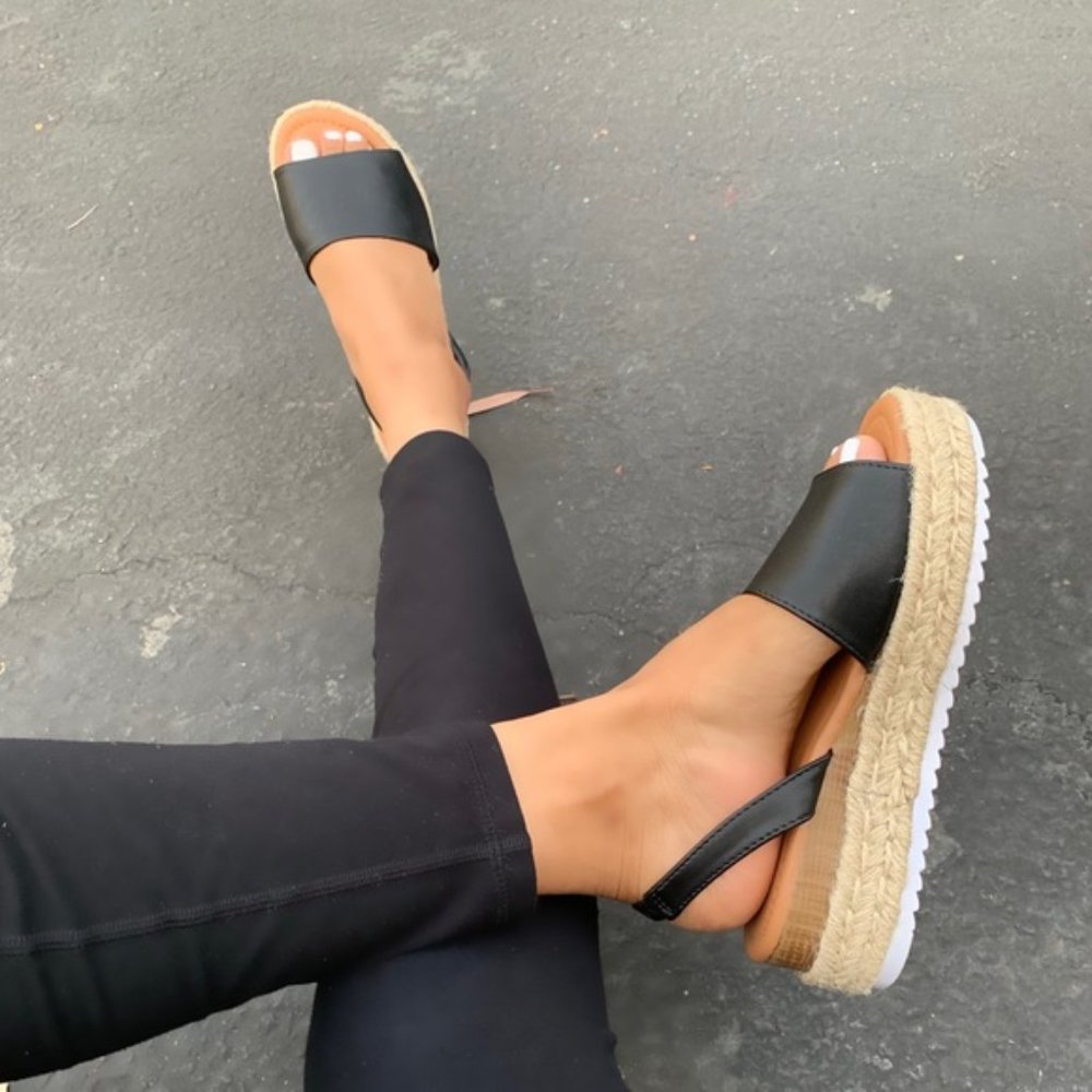 Last PAIR sz 8!✔️NIb❤️NEW Black Sling Espadrille - Picture 5 of 5